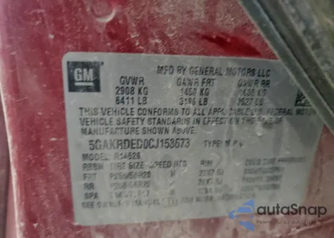 2012 Buick Enclave из США, поврежденный, VIN 5GAKRDED0CJ153673